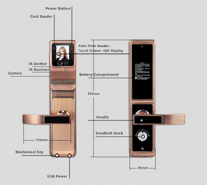 Biometric Smart Face Recognition Door Lock Infrared Non - Touch Info - Collect Way 2