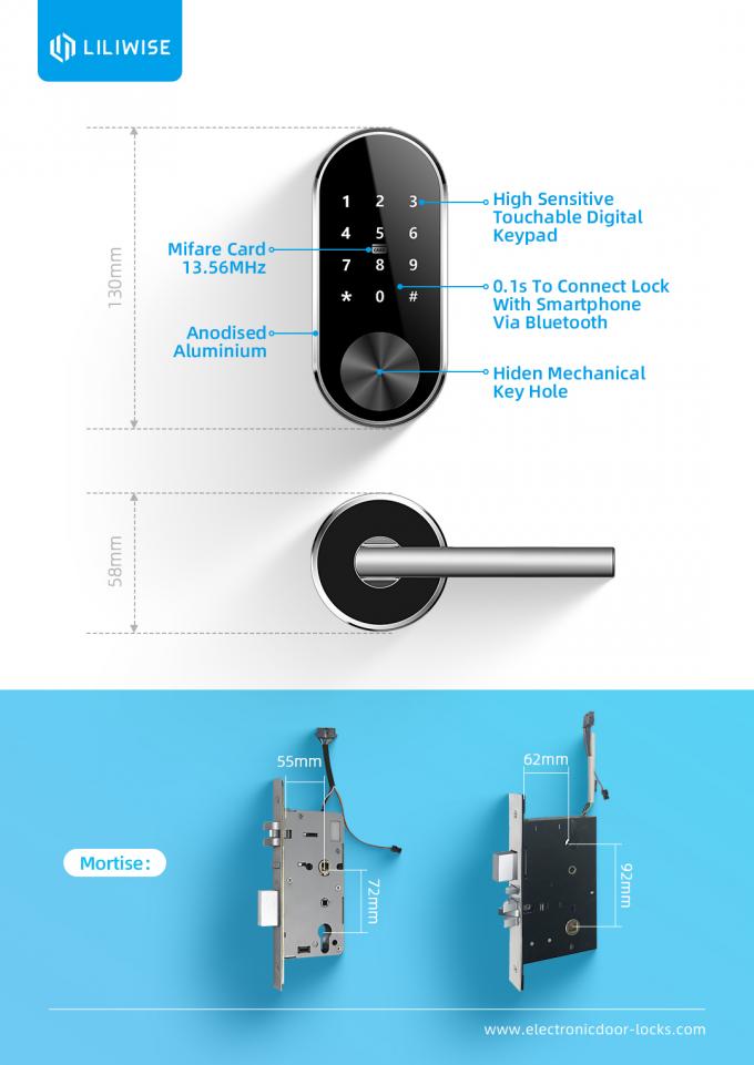 Aluminum Alloy Bluetooth Door Lock Split WiFi Remote Management Apartment 1