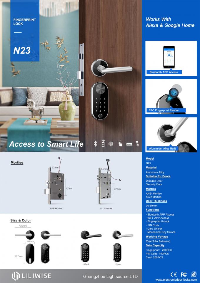Electronic Door Locks Aluminum Alloy Biometric Bluetooth Door Lock 0