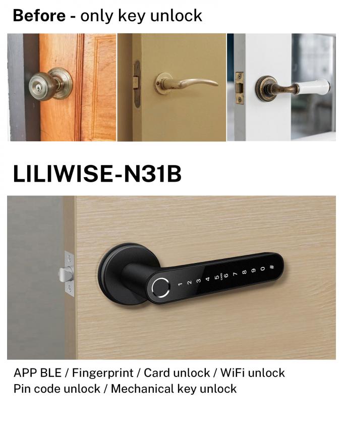 WiFi App Smart Fingerprint Door Handle Lock Identification Time 0.1S 4