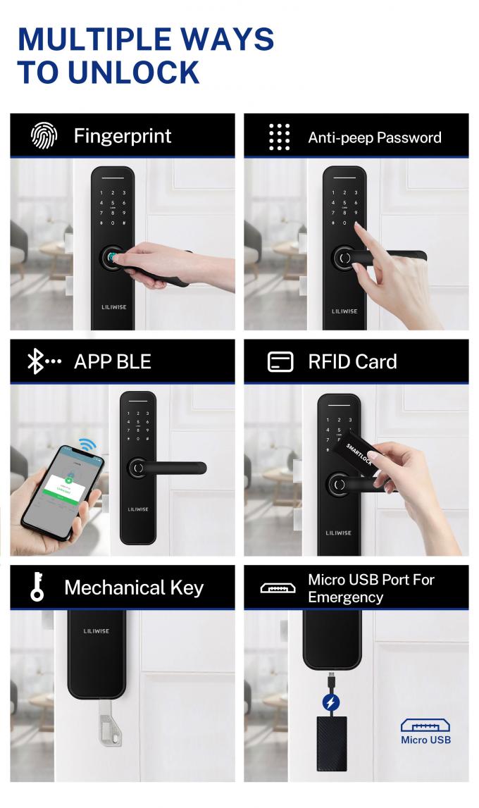 OEM Remote Control Smart Lock Home Security Fingerprint Biometric Door Lock 6