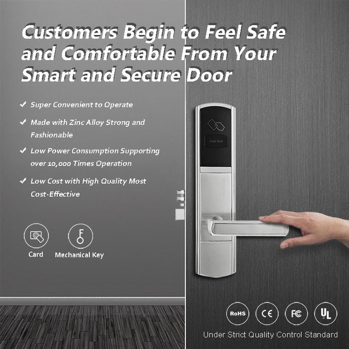 Smart Keyless Hotel Door Locks Zinc Alloy / 304 Stainless Steel 2 Ways To Unlock 0