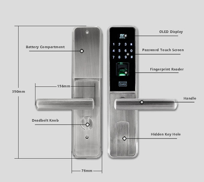 Intelligent Digital Front Door Lock , Touch Screen Password Automated Door Lock 2