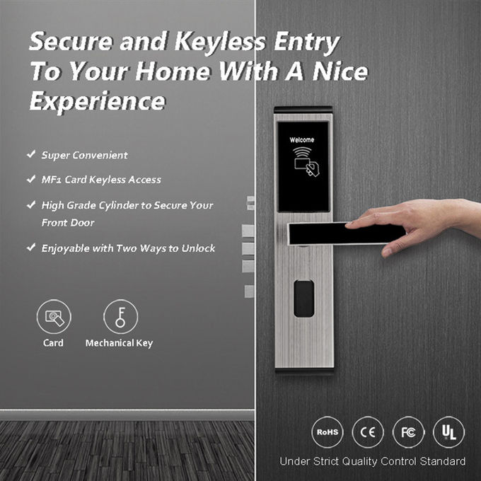 Stainless Steel Keyless Security Door Locks , Custom Keypad Front Door Lock 1