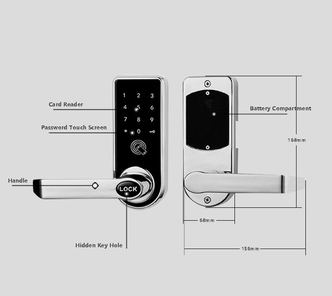 Fingerprint Card Bluetooth Door Lock Light Weight 168mm * 68mm For Homes 2