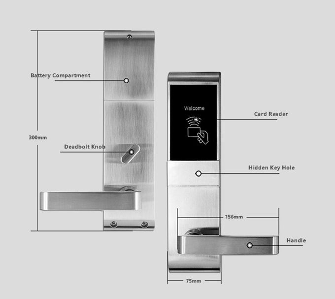 Wood Door RFID Door Lock System , Smart Key Card Door Lock For Hotels 1