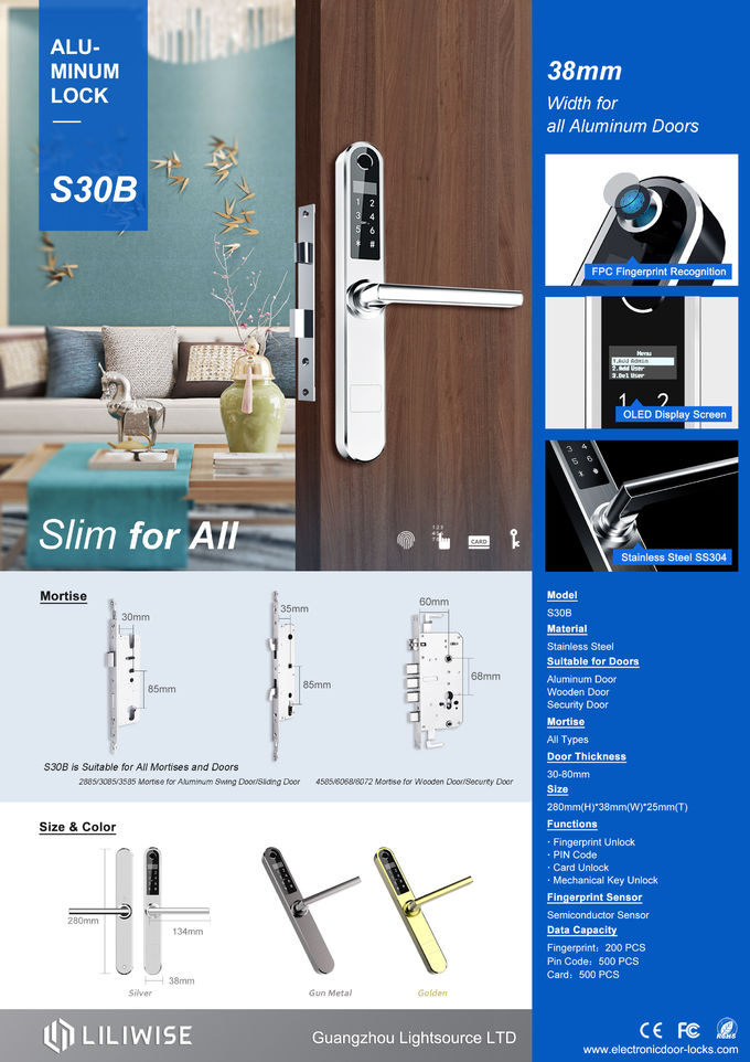 Digital 4 In 1 Smart Aluminum Sliding Door Lock With English , Chinese Language 0