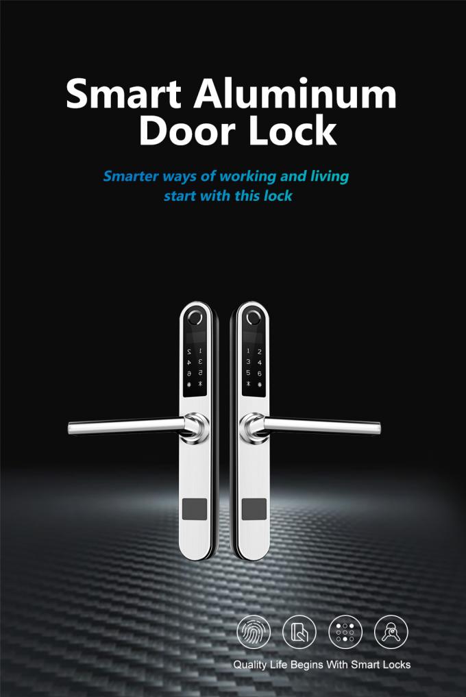 Fashion Smart RFID Card Password Finger Scan Door Lock / Aluminum Glass Swing Door Lock 0