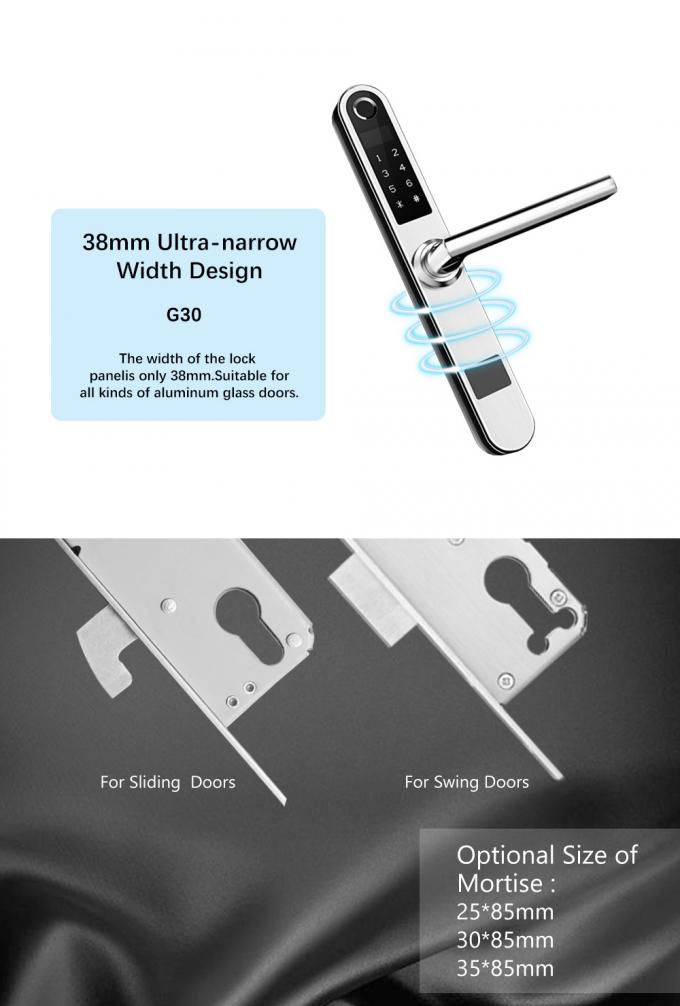 Fashion Smart RFID Card Password Finger Scan Door Lock / Aluminum Glass Swing Door Lock 1
