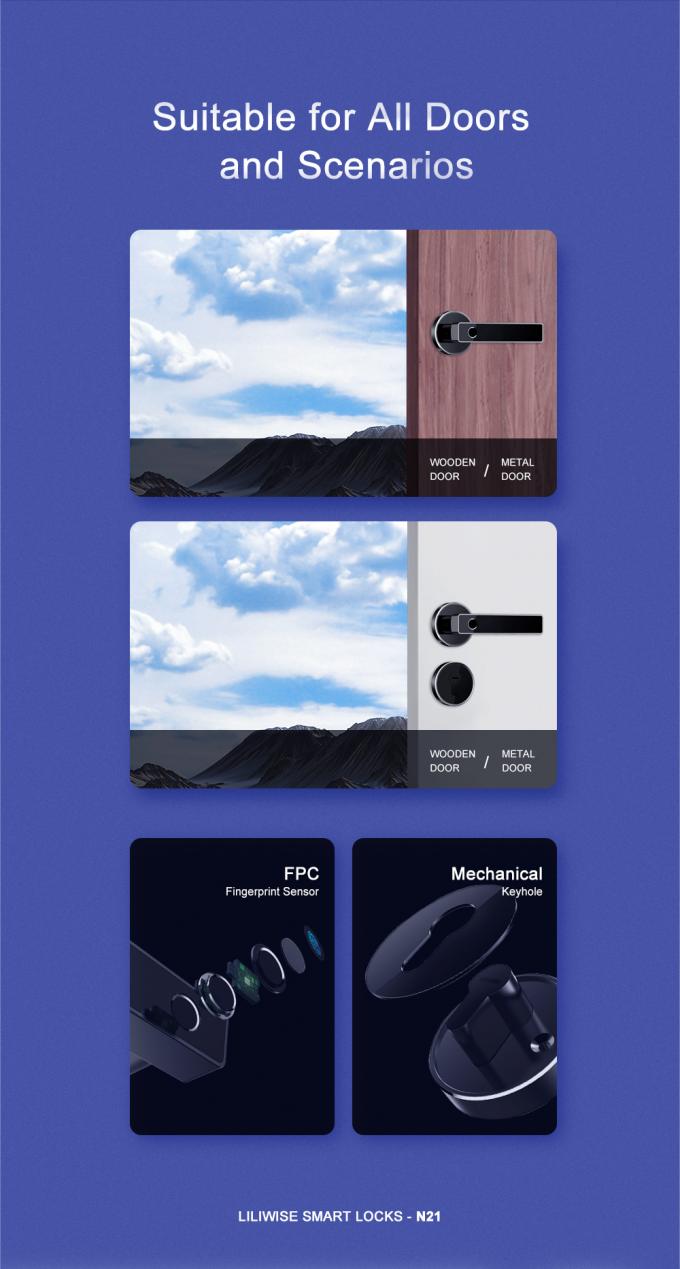 Simple Black Intelligent Bluetooth Door Lock Fingerprint Bluetooth Remote Control 1