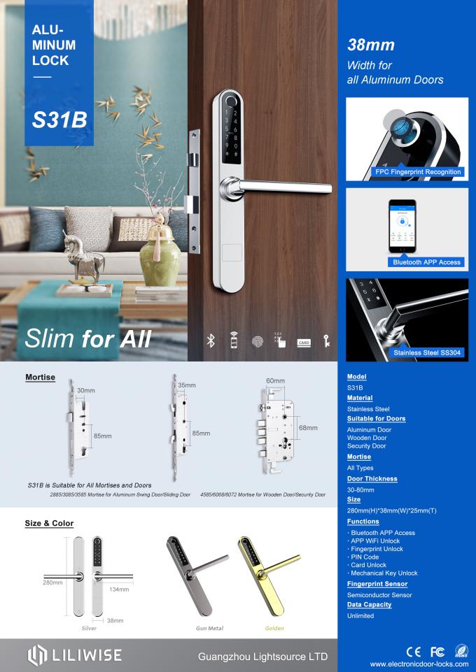 Stainless Steel Lock Smart Biometric Aluminium Door Locks Low Power Consumotion 1