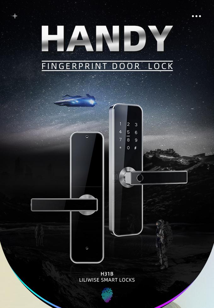 Combination Zinc Alloy Fingerprint Door Handle Lock Single Chip Control Motor Drive 0