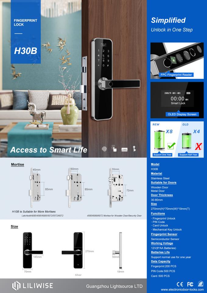 Simple Fingerprint Door Lock , Custom Intelligent Cupboard Push Button Crystal Door Knob Lock 0