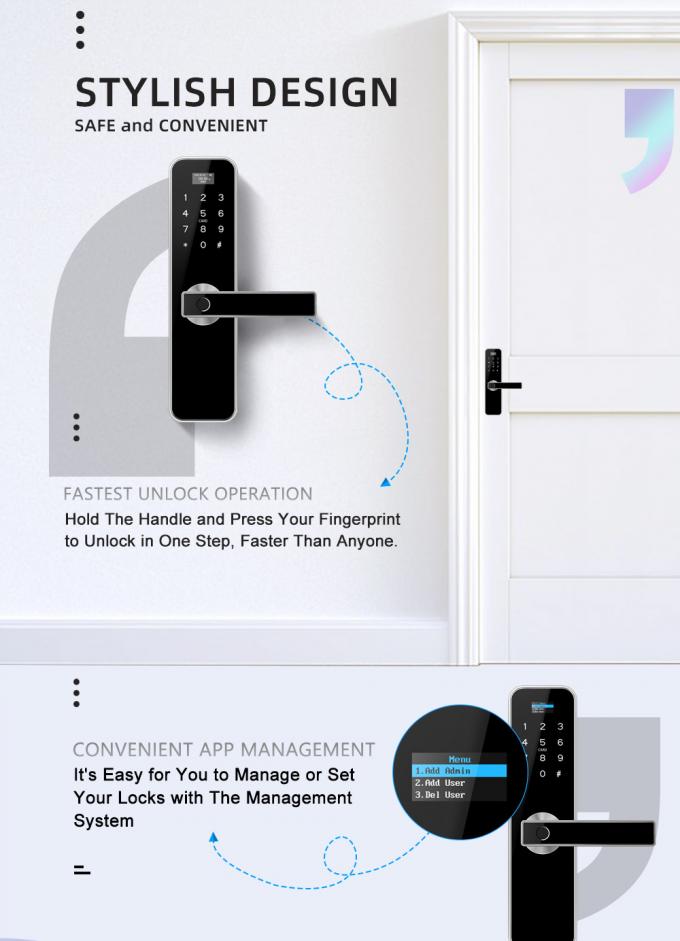Simple Fingerprint Door Lock , Custom Intelligent Cupboard Push Button Crystal Door Knob Lock 2