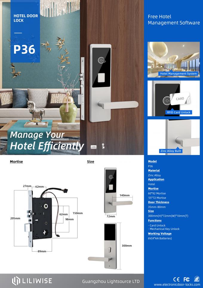 RFID Swipe Key Card Reader Hotel Door Locks / Security Electronic Magnetic Lock 0