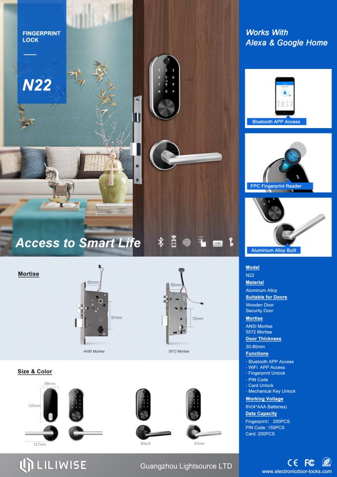 Bluetooth Door Lock Wireless Wifi Control Digital Fingerprint Split Electronic Aluminum Alloy 1