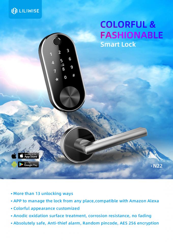 Mobile Wifi Kepad Fingerprint Door Lock With 4*1.5V AAA Battery American Standard 0
