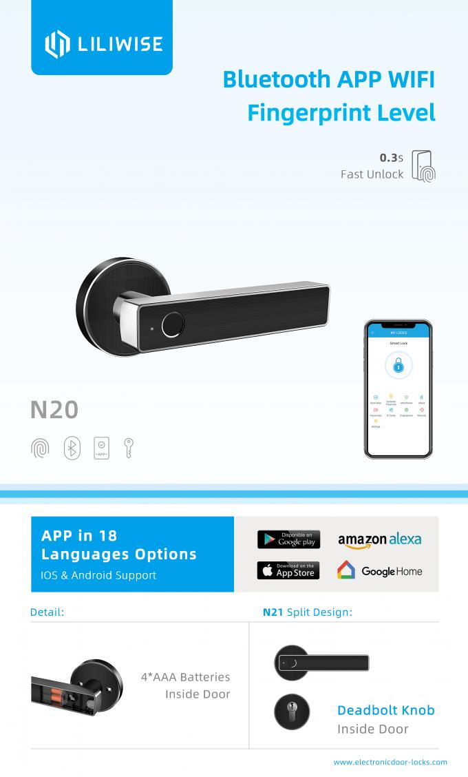 Liliwise Biometric Fingerprint Door Lock WiFi Bluetooth APP High Safety 2