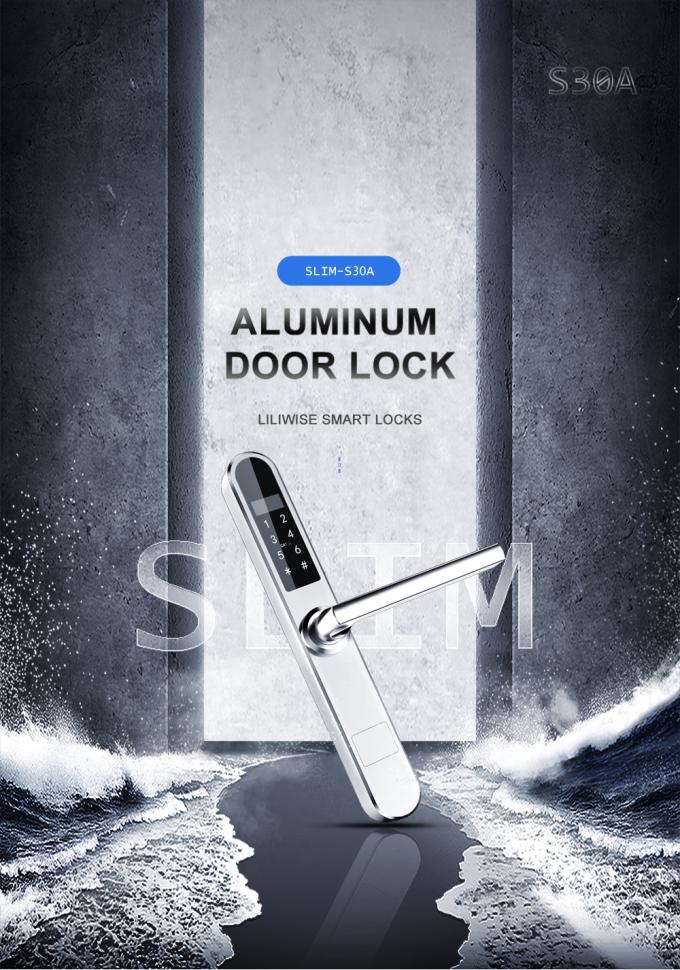 Intelligent Aluminium Door Lock , Black Aluminum Alloy Hotel Key Card Lock 0