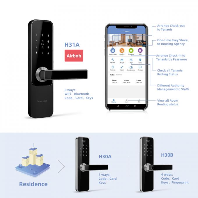 Intelligent Room Door Locks Safety Fingerprint Wireless Bluetooth TTLock APP Digital Smart Lock 2