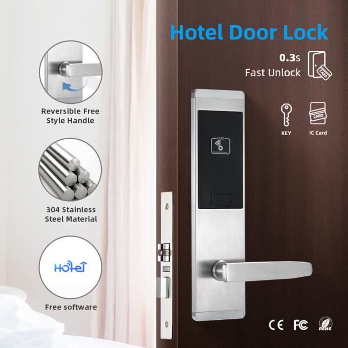 Zinc Alloy Black Hotel Key Card Door Locks With ANSI Mortise MF1 Card Type 0