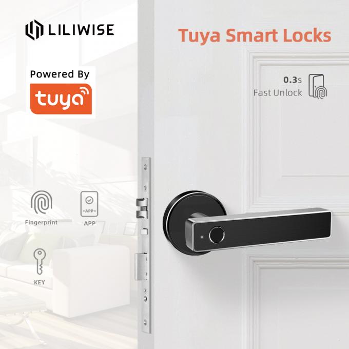 Tuya WiFi App Bluetooth Door Lock Biometric Fingerprint Door Handle Digital Keyless Smart Door Lock 0