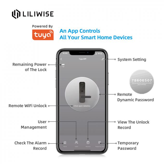 Tuya WiFi App Bluetooth Door Lock Biometric Fingerprint Door Handle Digital Keyless Smart Door Lock 1