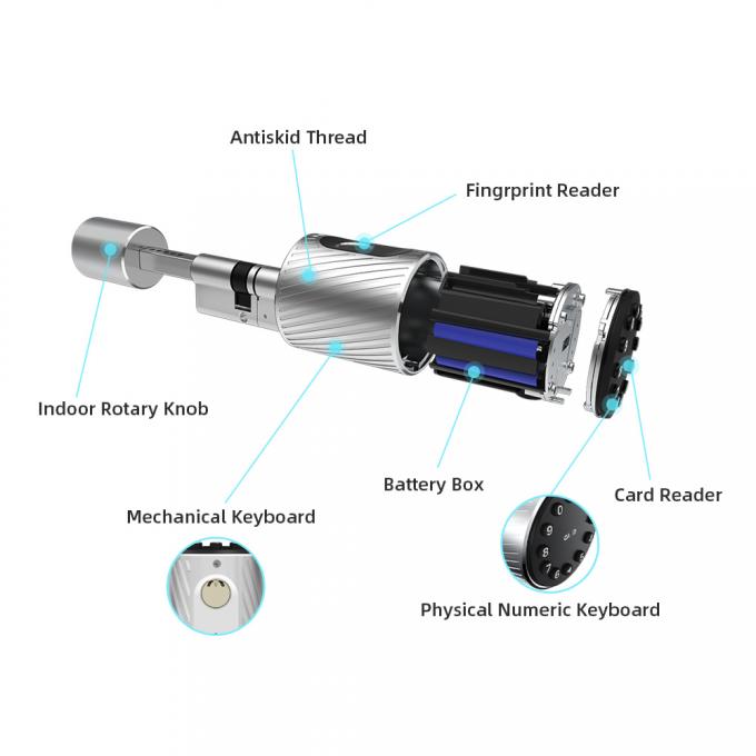 Fingerprint Cylinder Door Lock Residential Adjustable Bluetooth Card Code Key Lock 0