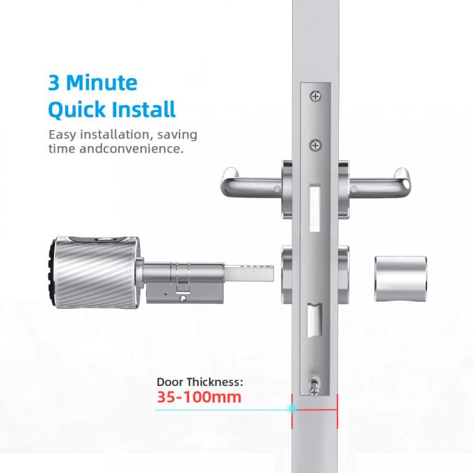Fingerprint Cylinder Door Lock Residential Adjustable Bluetooth Card Code Key Lock 1