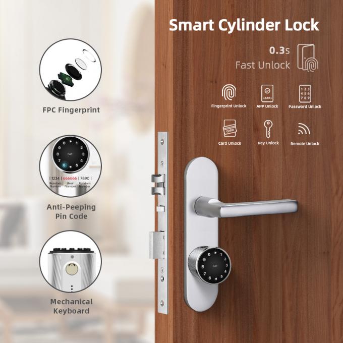 Fingerprint Cylinder Door Lock Residential Adjustable Bluetooth Card Code Key Lock 2