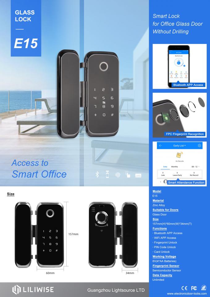 Smart Glass Door Lock WiFi Bluetooth APP Access Electronic Biometric Fingerprint 0