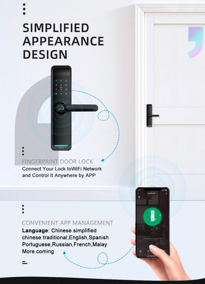 Tuya WiFi App Smart Door Lock inteligente lock fingerprint door Lock