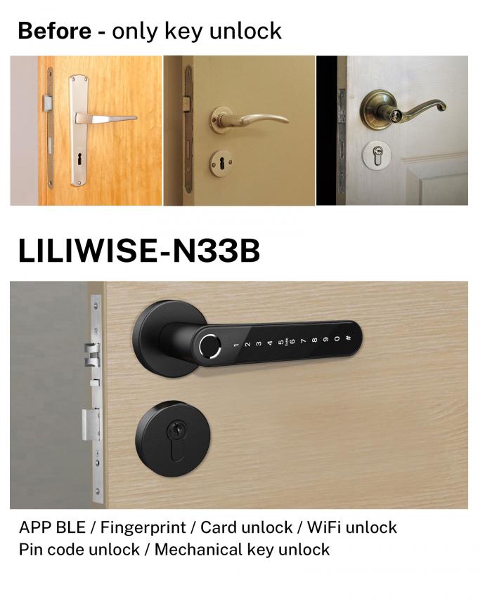 Intelligent Electric Handle Wooden Door Lock For Residential 4
