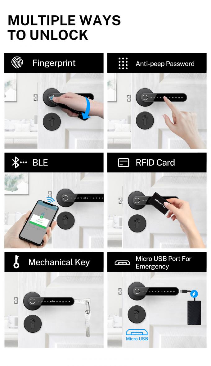 Intelligent Electric Handle Wooden Door Lock For Residential 6