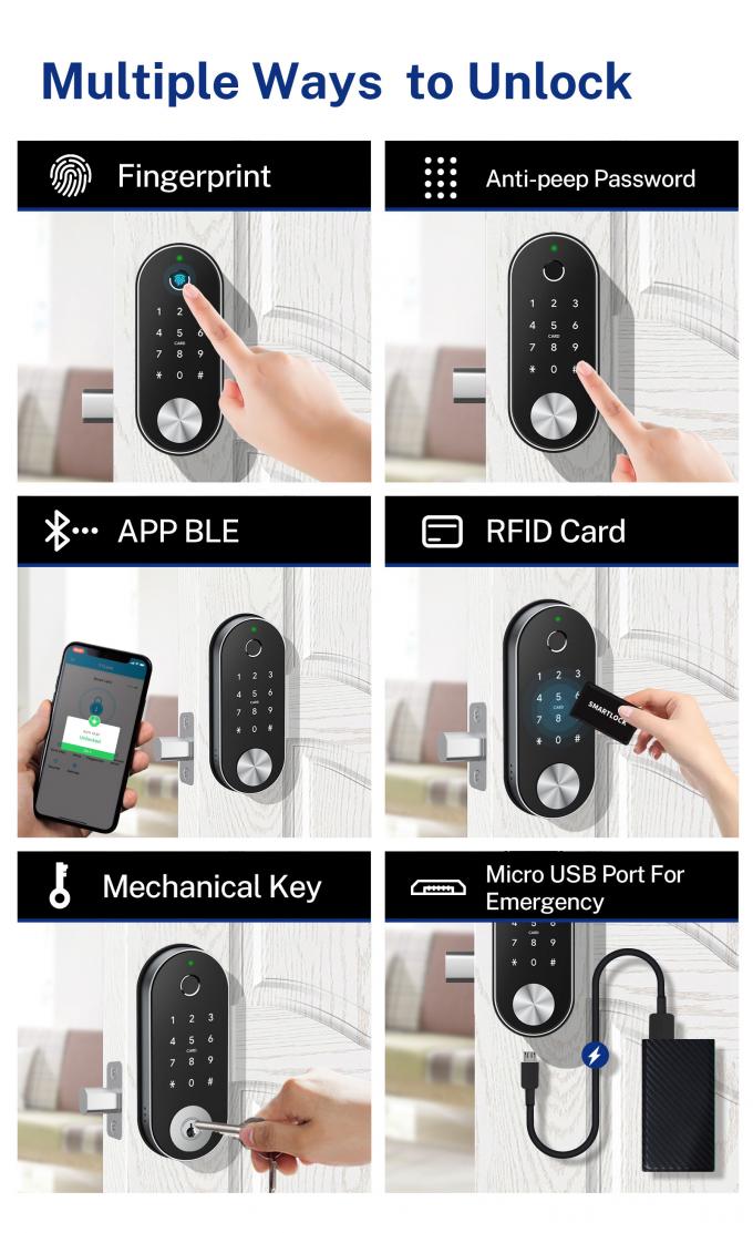 Safety App WiFi Fingerprint Lock Auto Deadbolt Smart Lock 5