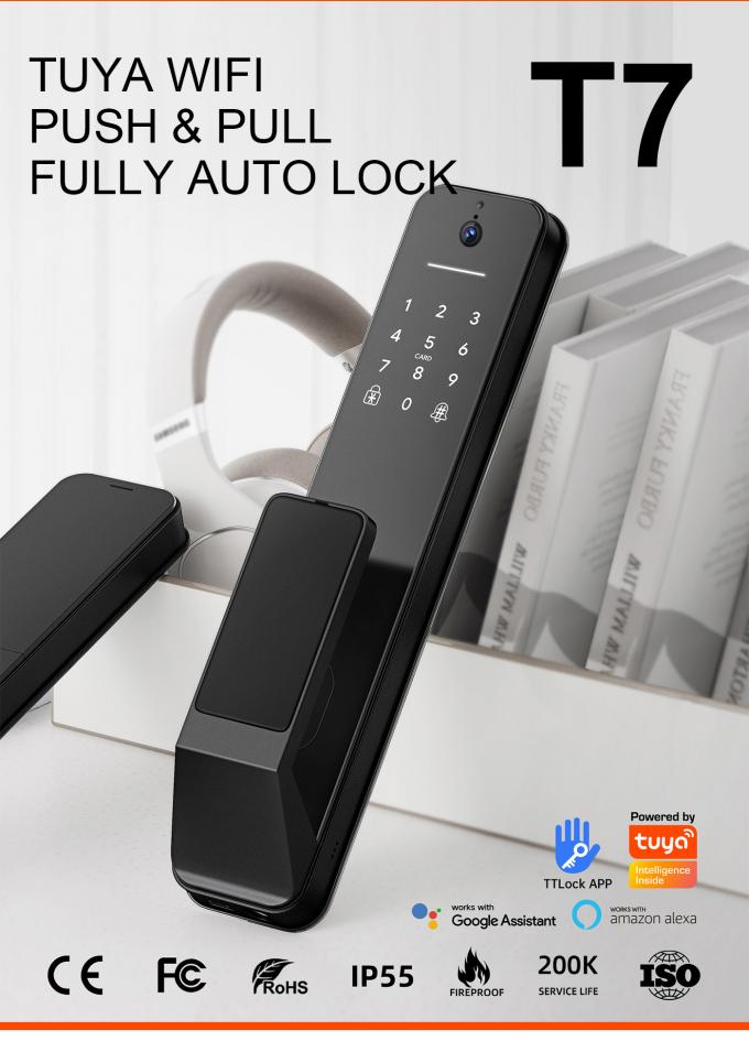 RoHs Auto Smart Door Lock With HD Camera Cat Eye Tuya APP 0
