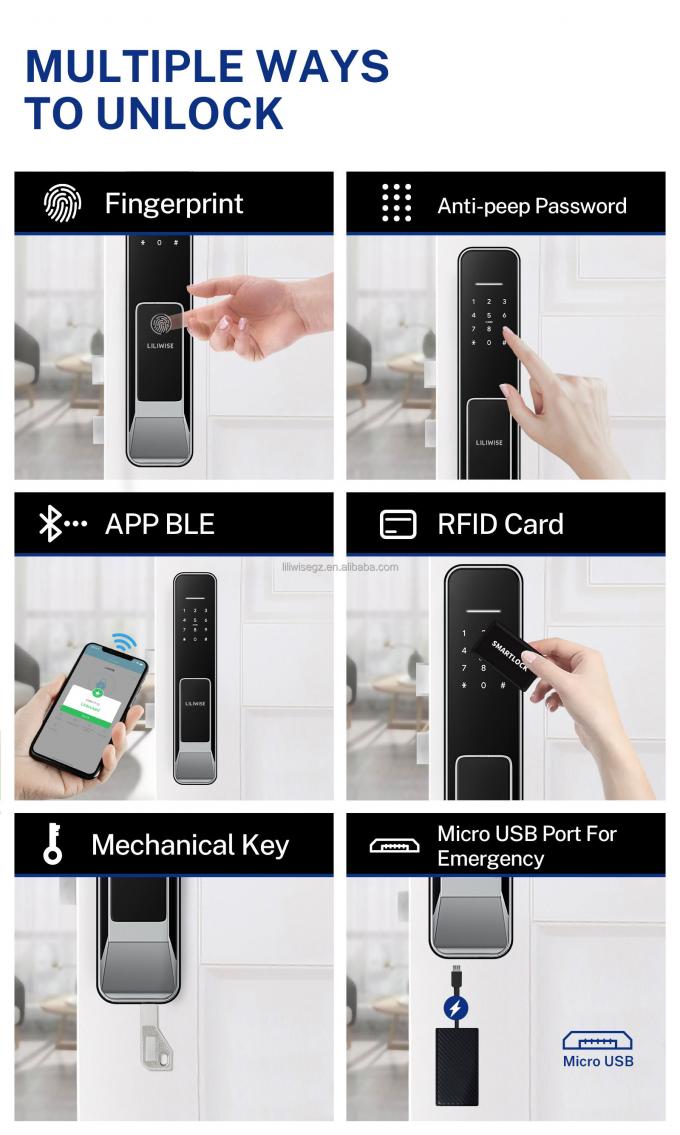Liliwise New Design Fully-Automatic Lock Digital Electronic Fingerprint Lock Tuya APP TTlock Smart Door Lock 18