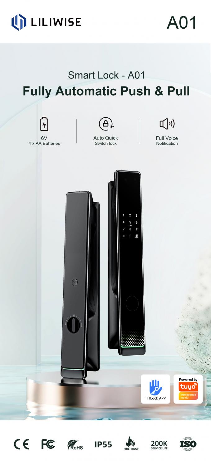 Liliwise Automatic Customized Wifi Waterproof Built-In Doorbell Unlock Smart Locks Tuya Ttlock Smart Door Lock With Fingerprint 2