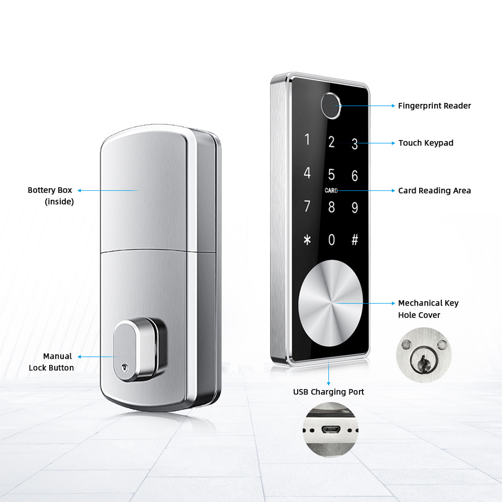 Fingerprint Door Lock Zinc Alloy Gate Door Lock Finger Identification ...