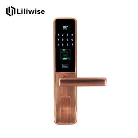 Combination Electronic Door Locks Keypad Deadbolt Red Bronze With Finger Scanner