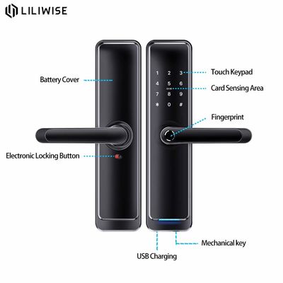 Zinc Alloy Electronic Deadbolt Lock Wifi Keyless Remote Control Replaceable Cylinder