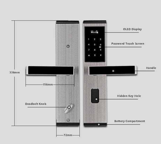 Residential Electronic Digital Door Lock , Multifuction Keyless Front Door Lock 3