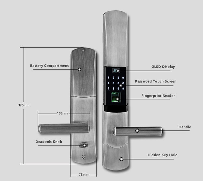 Garbled Electronic Bedroom Door Lock , OLED Display Waterproof  Door Lock 0