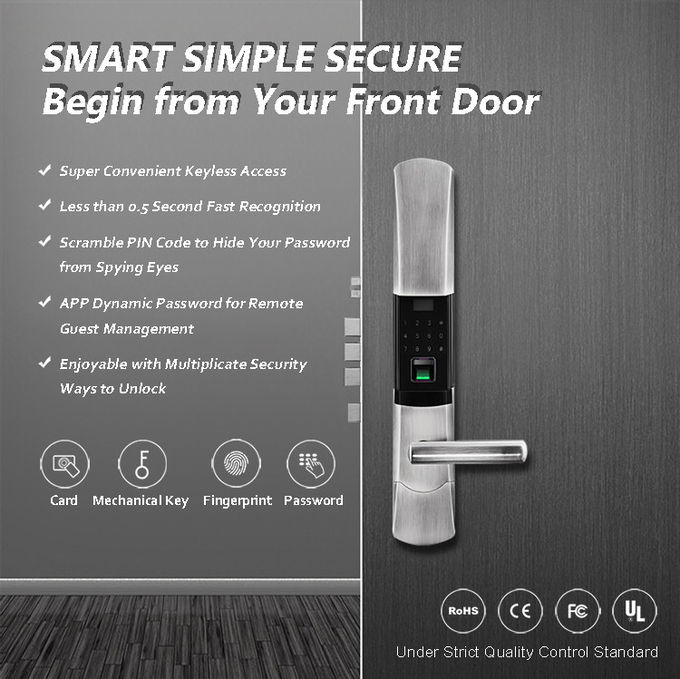 Garbled Electronic Bedroom Door Lock , OLED Display Waterproof  Door Lock 2
