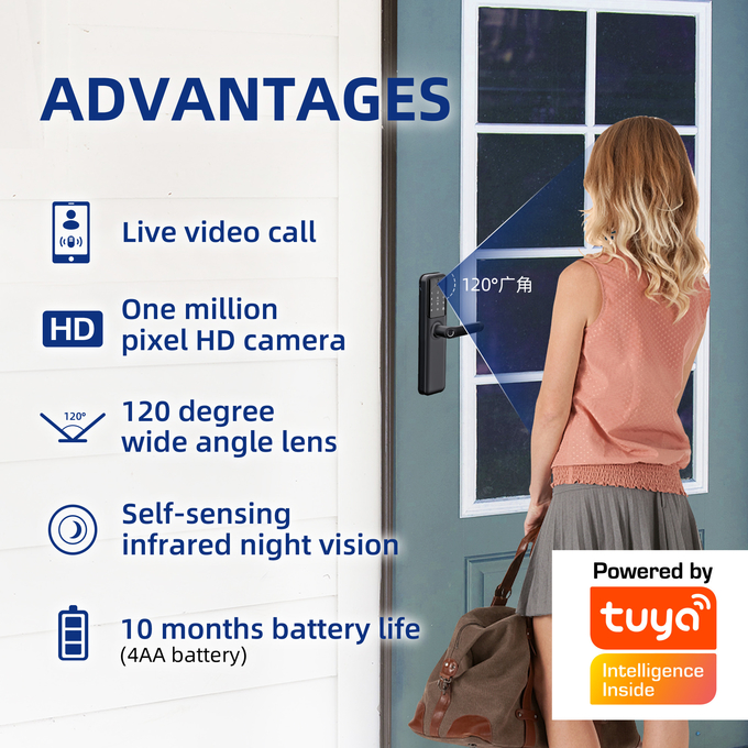 Waterproof Fingerprint Smart Camera Door Lock With Video Dobell 1