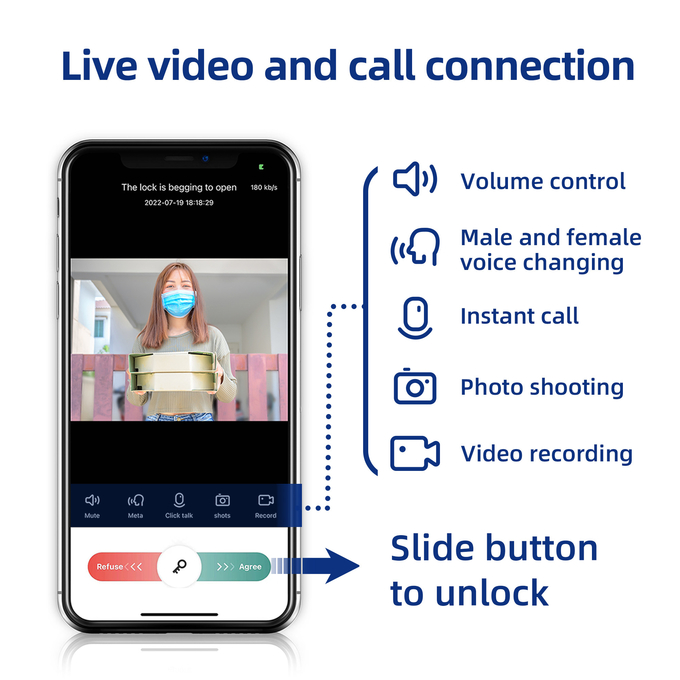 Waterproof Fingerprint Smart Camera Door Lock With Video Dobell 3