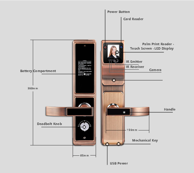 Smart 3D Infrared Face Recognition Door Handle Lock For Family and Company 1