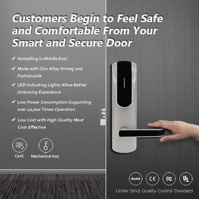 Smart Hotel Keyless Entry Door Lock , 304 Stainless Steel Electronic Front Door Lock 0