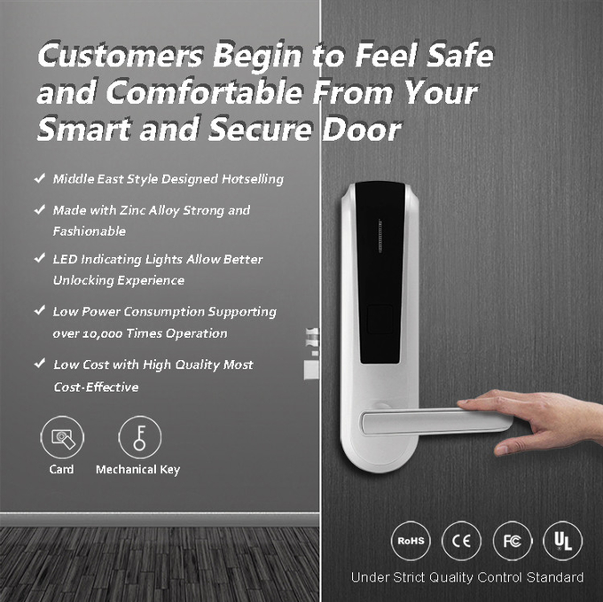 Residential Keyless Front Door Lock , Fingerprint Reader Hotel Style Door Lock 1