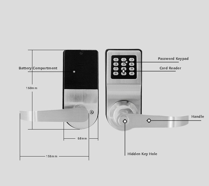 High Security Push Button Door Lock, Silver / Golden Electronic Key Entry System 3